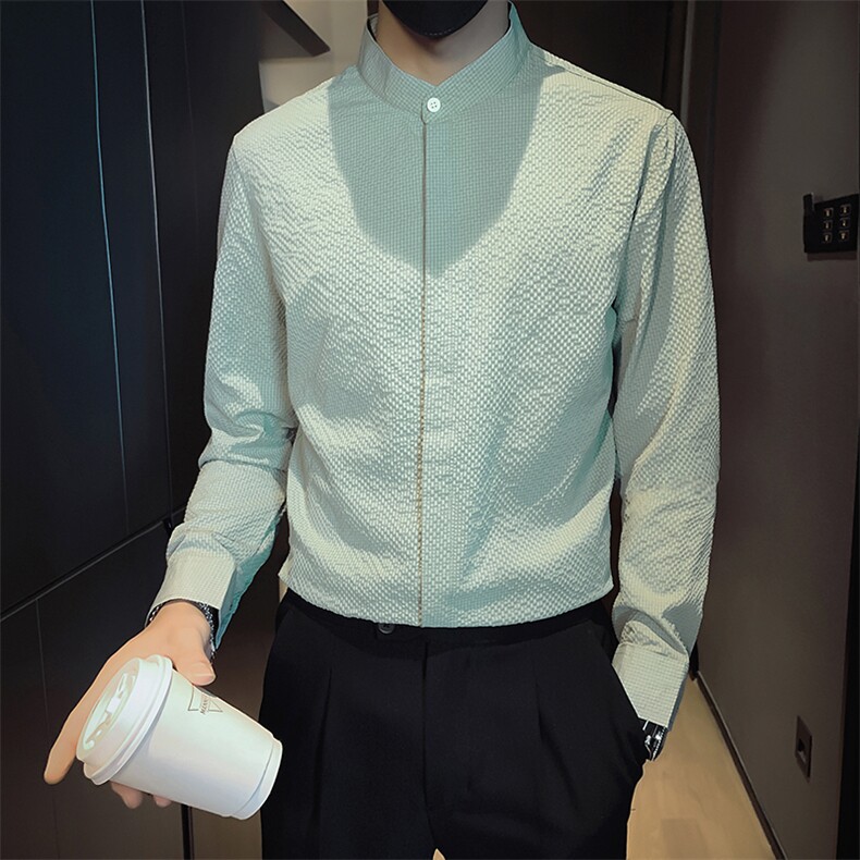 B216CS362P502025秋装新款男小立领新中式长袖衬衫非网图,男装衬衫,电商B216（原B302）