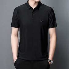 无痕弹力短袖T恤男提花冰丝POLO衫夏季男士商务休闲体恤衫潮流款图片