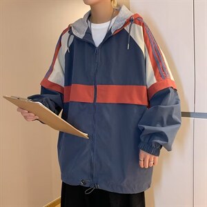 春秋韩版潮流男风衣连帽上衣ins港风百搭夹克外套男 W3557-P58图片