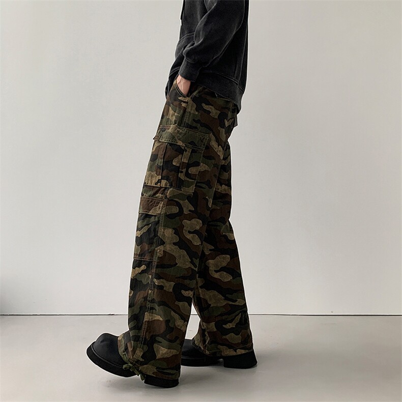 2025冬美式复设计感迷彩工装裤多口袋宽松直筒阔腿休闲裤728p58，男装休闲裤，电商B381-2
