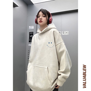 ！麂皮绒连帽卫衣 直播品质重磅400克笑脸印花JL7136-P45控78图片
