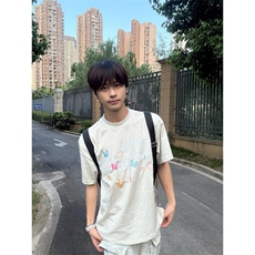 M539-P35夏日彩蝶刺绣复古重工百搭凉感纯棉短袖T恤男女同款，男装T恤，星座617A-1（原B318A）