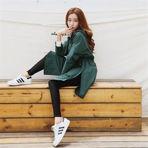 2021年秋季 长袖 时尚 中长款 纯色 风衣 高领 拉链,女装风衣,秋牧寒烟