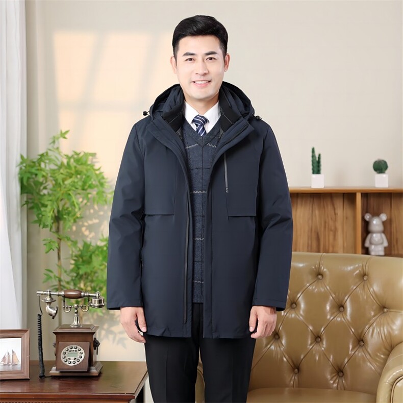 跑量大货秋冬鹅绒中老年连帽羽绒服保暖纯色加厚318-p280,男装羽绒服,星座1602B（原101B-1）