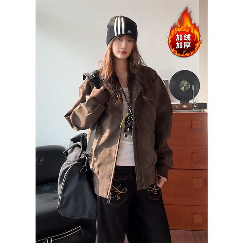 加绒皮衣扎染棉服美式复古夹克冬季短款休闲装5D1182-TP70不,男装夹克,电商A102
