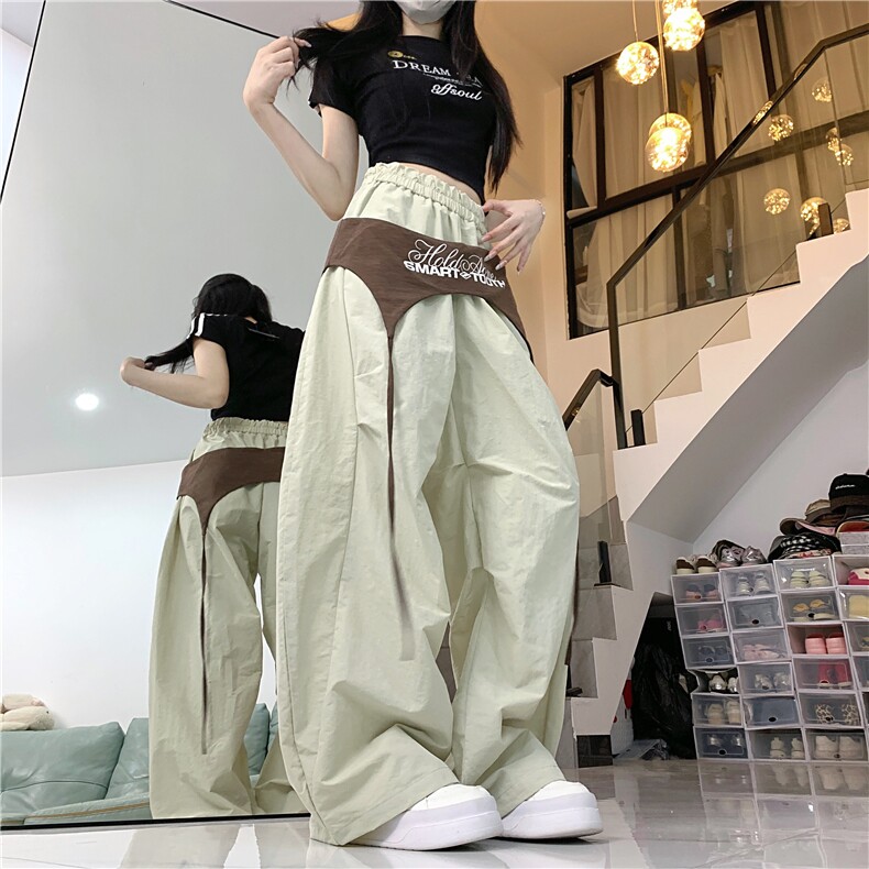 X367-P58美式叠穿设计感绑带弯刀裤夏季街头裤子伞兵运动裤,女装休闲裤,星座911