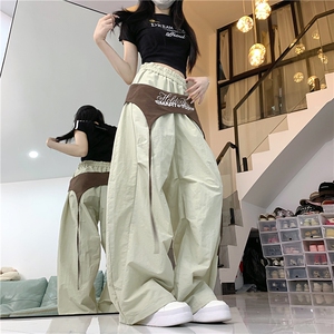 X367-P58 美式叠穿设计感绑带弯刀裤夏季街头裤子伞兵运动裤图片