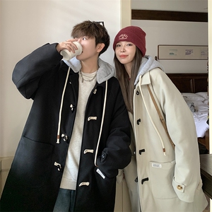 1情侣牛角扣加棉呢大衣可拆卸帽大码M-5XL外套男FY8716P138控188图片