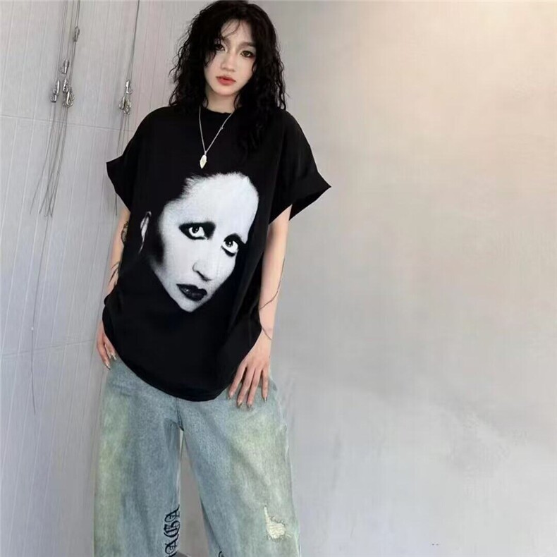网图现货美式宽松复古潮流印花T恤男女T1384/P25,男装T恤,星座205-3