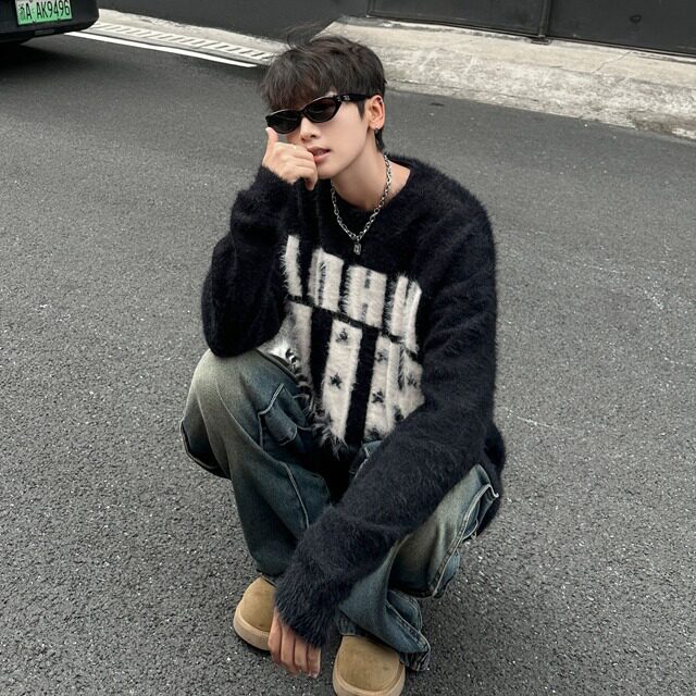 美式圆领毛衣男慵懒风休闲针织衫M572P55,男装针织衫/毛衣,星座1116-2
