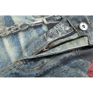 抖音品质美式复古水洗印花裤链宽松牛仔裤B315-K25447-特p50控98图片