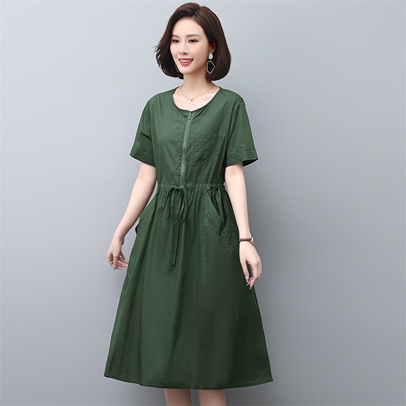 纯棉连衣裙2025夏季新款衣服大码女装100%全棉法式气质宽松长裙子,女装连衣裙,江忆布依