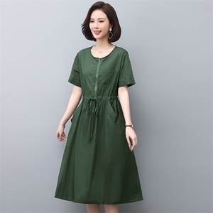 纯棉连衣裙2025夏季新款衣服大码女装100%全棉法式气质宽松长裙子图片
