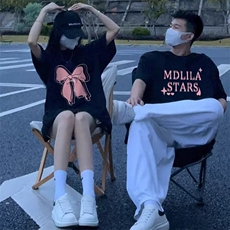 夏季纯棉潮学生不一样情侣装男女短袖T恤上衣W29-P30官图，男装T恤，电商B245