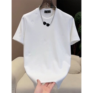 1506/QV930/P35男士马年个性圆领套头打底红色短袖T恤重磅半袖图片