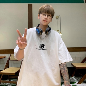 可48小时发货支持抖音得物来样二开 美式满天星亮片短袖T恤MTX682图片