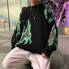 日系复古vintage套头针织毛衣男高街宽松bf慵懒风外套潮M129-P46，男装针织衫/毛衣，星座512-4