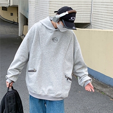 2025秋冬装华棉双拉链刺绣连帽大码卫衣外套W56680/特P45浅灰2，男装卫衣，电商A094