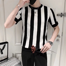 男春季潮韩版宽松百搭情侣冰丝短袖针织衫S250P42，男装针织衫/毛衣，星座1116-2