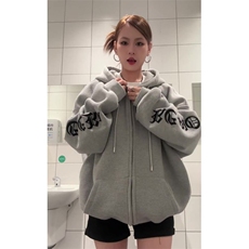 5361-P58原版做工刺绣华夫格休闲连帽卫衣薄款，女装卫衣/绒衫，星座617A-2
