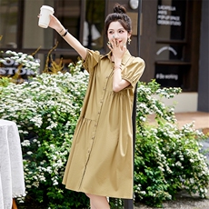 【现货----支持退现】衬衫连衣裙夏季2025新款宽松遮肚子女，女装连衣裙，沁沁公主