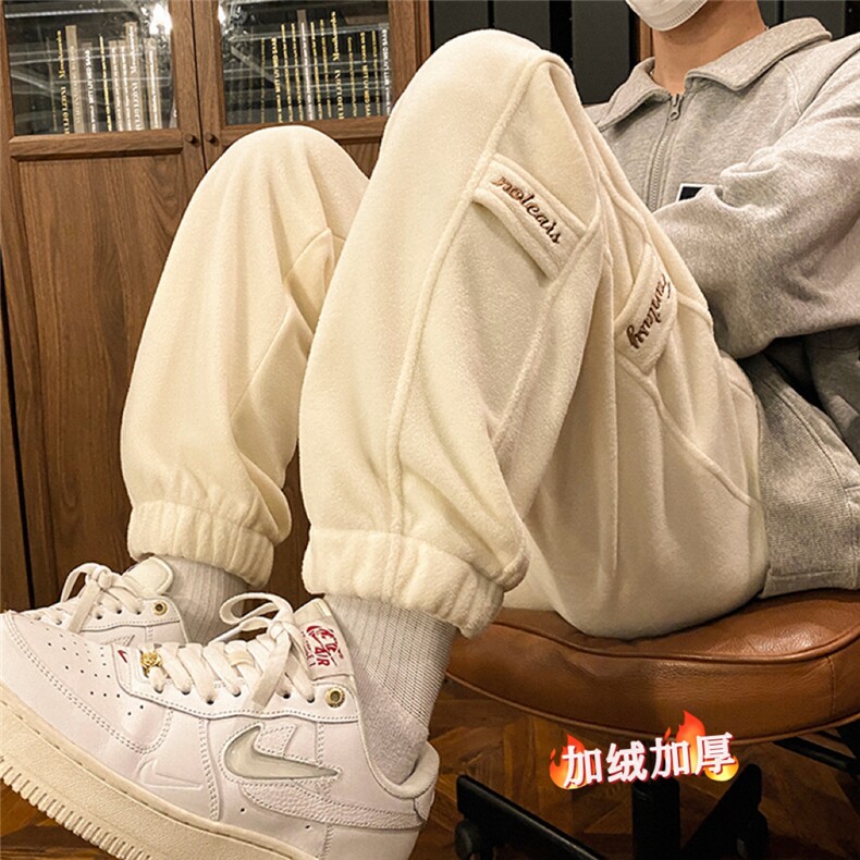 流行摇粒绒裤子秋冬休闲裤子潮牌束脚卫裤715-6-K375P55(限价78)，男装休闲裤，星座715-6