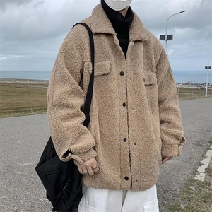 秋冬羊羔绒外套男潮牌百搭夹克休闲宽松翻领加厚服  W2193-P53图片