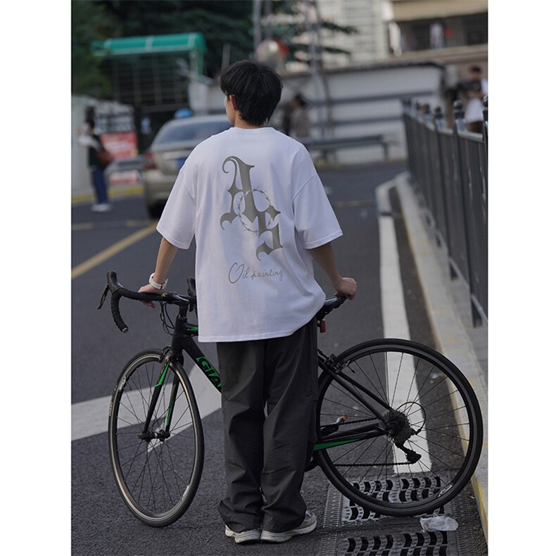 抖音供货260克纯棉印花短袖T恤A158-T73-P28控48,男装T恤,电商A158