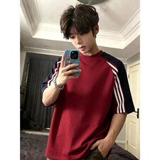 2026夏季新款美式拼接270g华棉短袖T恤男DT6261特P25建议零售价68，男装T恤，电商A001