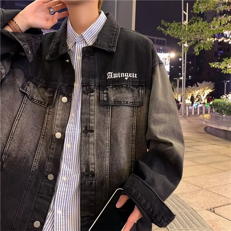 A791-P64美式复古情侣牛仔外套男士新款潮牌渐变宽松工装夹克,男装夹克,星座512-6