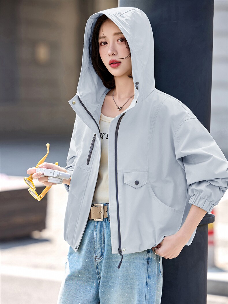 2026春季新品简约时尚休闲连帽女装短外套,女装短外套,美沁