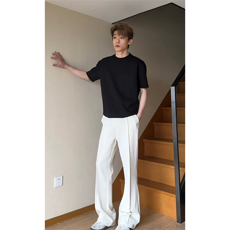 夏季美式cleanfit立褶微喇西裤男直筒垂坠感冰丝休闲裤K312-P42,男装西裤,星座1004-3