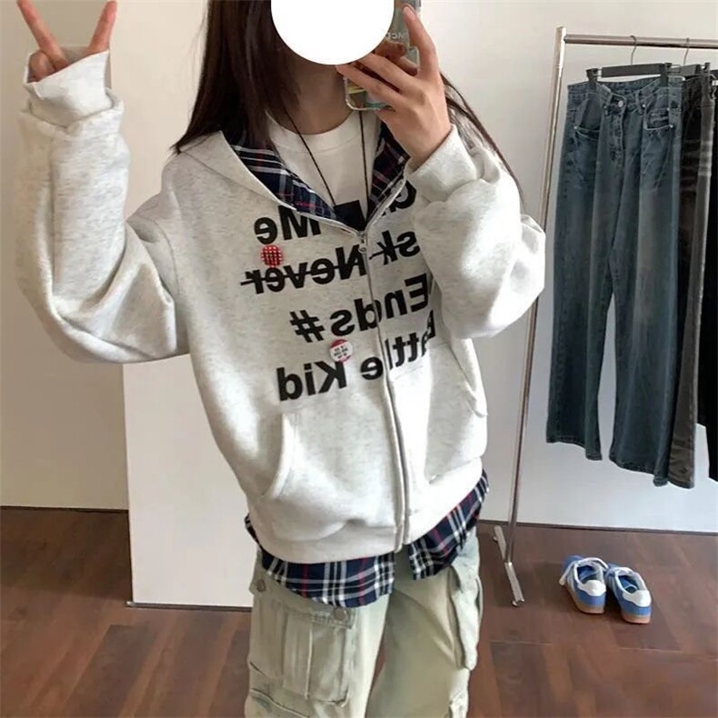 5320-P52原版做工#食毛华棉复合印花卫衣薄款/加绒,女装卫衣/绒衫,星座617A-2