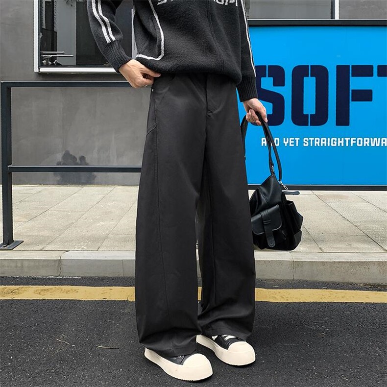 2025夏秋衔接新款解构美式高街男大码弯刀阔腿裤K24011-特P35控68图片