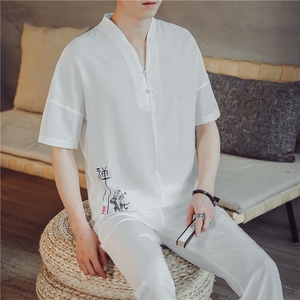 夏季套装男士两件套风复古唐装名族风T恤A334-TZ023-P55图片