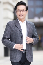 新款中年男士西装领休闲轻休闲上衣商务风单西外套WW1209-P98，男装西服套装，星座715-3