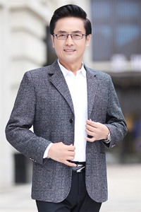 新款中年男士西装领休闲轻休闲上衣商务风单西外套WW1209-P98图片