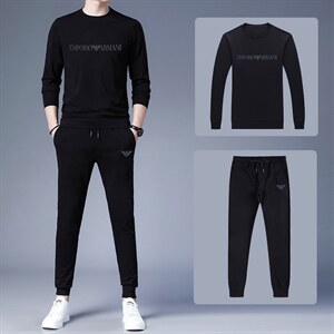 圆领卫衣中老年运动服套装男士中年休闲爸爸装2023秋季新款两件套图片