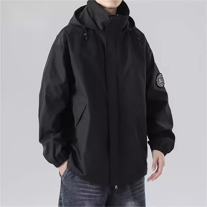 1506-1/JW50241/P61日系复古夹克男户外机能痞帅拼接连帽冲锋衣图片