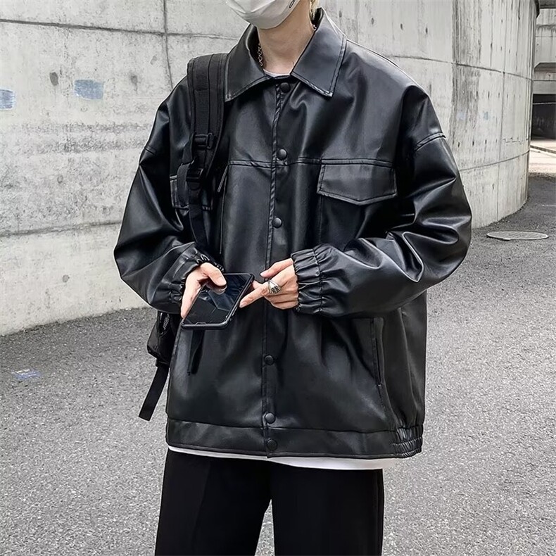 美式春秋季机车皮衣男韩版PU皮港风宽松百搭帅气夹克外套PU905,男装夹克,星座1116A-1（原606A）