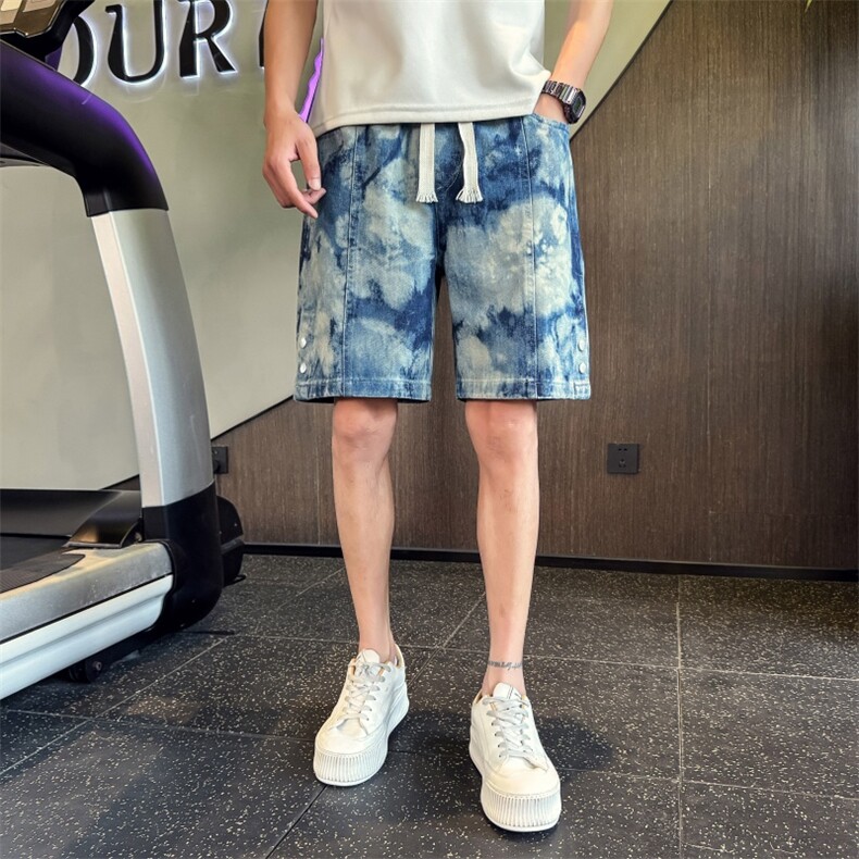 DK5109   P5078  店主风小伙风水洗扎染牛仔短裤五分裤图片