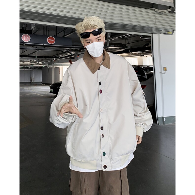 秋款男单排扣拉链夹克衫拼色大口袋休闲外套JK0169P68,男装夹克,星座1013-1