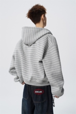 可二开条纹M-5XL大码34%棉66%涤纶连帽开衫卫衣男WY78194P88控138，男装卫衣，星座226-1