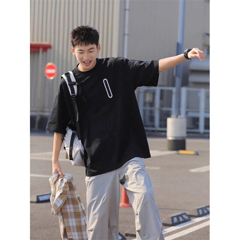 CP1190-P36美式短袖T恤男士夏季2025新款宽松宽松半袖情侣体恤,男装T恤,电商B323A
