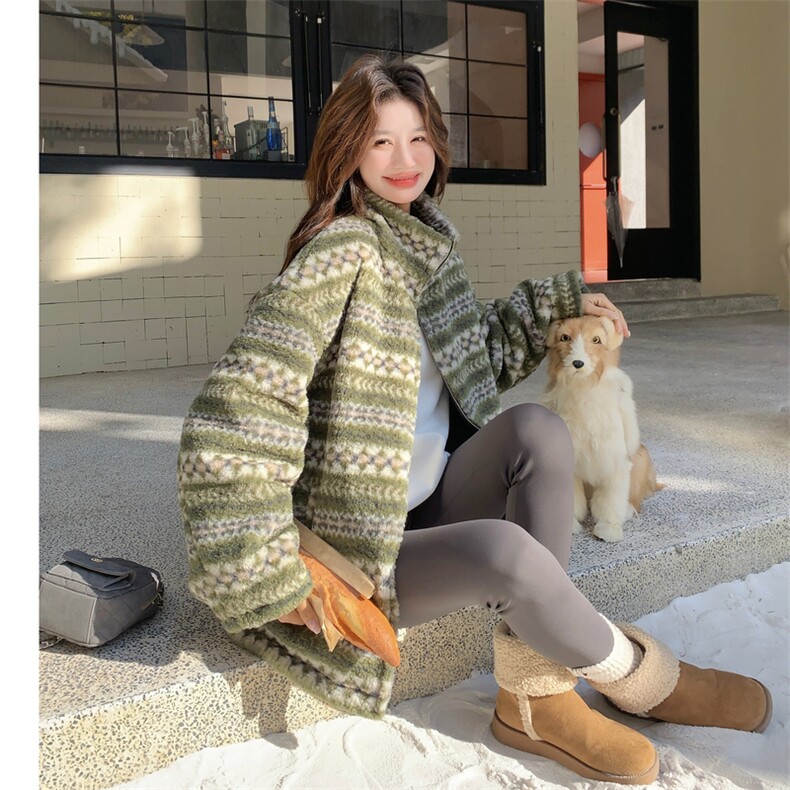 现货25冬新圣诞羊羔毛羽绒服绿色2D044-2525-P255-K385-90绒,女装羽绒服,2D044