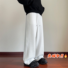 抖音港风大码男夹棉保暖棉裤阔腿拖地裤K5629J加棉-特P35控58，男装棉裤，电商A001