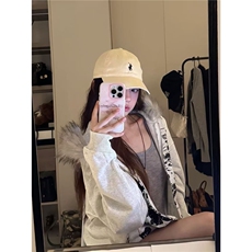 现货加绒#原版做法毛领+裁片印+口袋拉链【纯棉华棉】宽松外套，女装短外套，星座506A