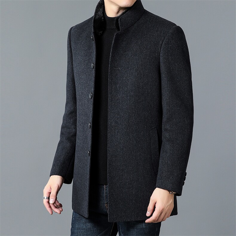 ZL11209秋冬2023年男士新款毛呢大衣羽绒内胆可脱卸呢子外套P330图片