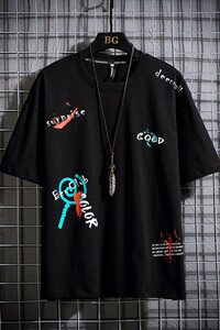 (挂拍网格）A090新款大码潮牌潮流ins短袖T恤男100%棉T075图片