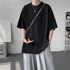 超大码金属标手工设计肌理感短袖T恤8XL-M垂感冰丝半袖DX1220/P38，男装T恤，电商B238